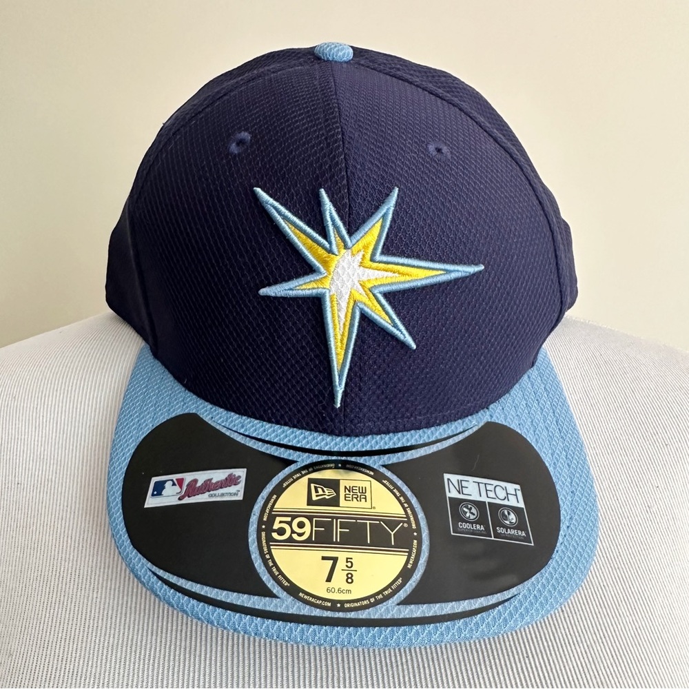 New Era Tampa Bay Rays Fitted Hat Mens Size 7 5/8 59FIFTY MLB Baseball Fan Gear